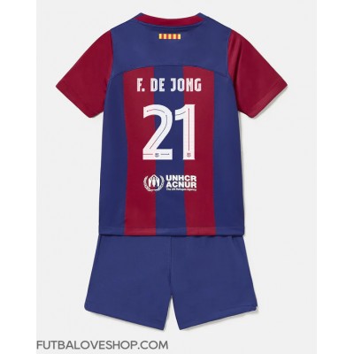 Dres Barcelona Frenkie de Jong #21 Domáci pre deti 2023-24 Krátky Rukáv (+ trenírky)